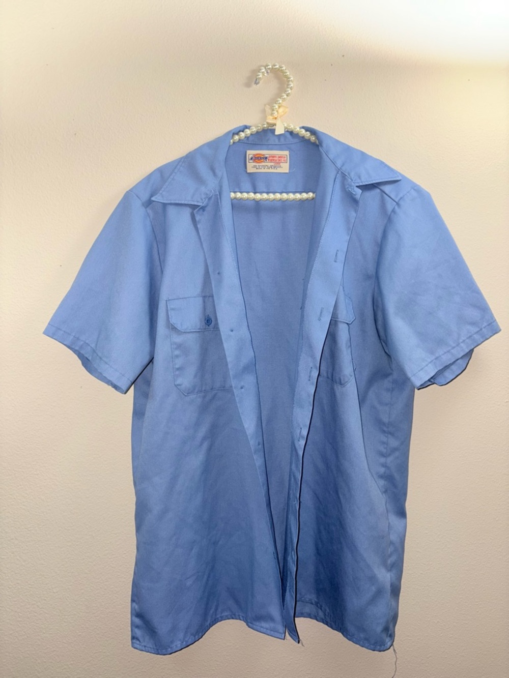 Vintage - Made in USA Dickies Blue Work Shirt with Logo Tag - Great Condition